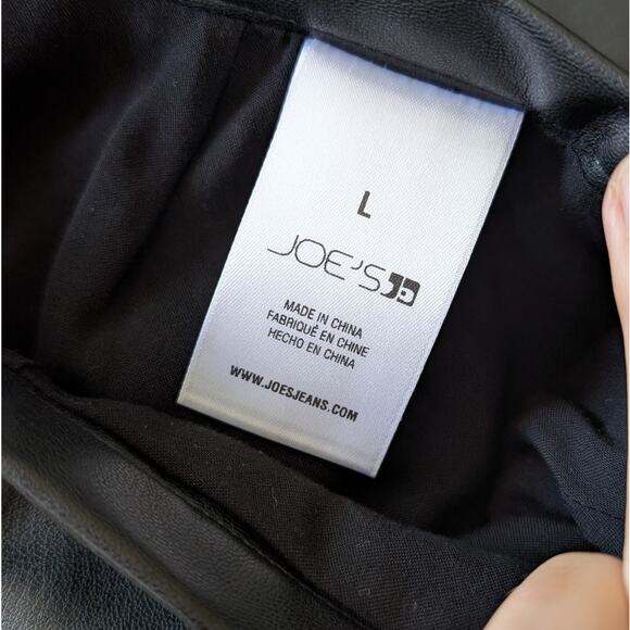 Joe's Doreen Black Cross Seamed Vegan Leather A-line Midi Skirt, size L - Picture 10 of 10